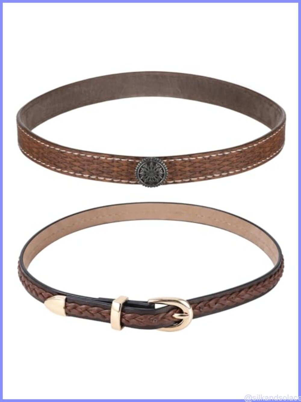 2 Pack Cowboy Hat Bands Polyurethane Metal Adjustable Western Hatband